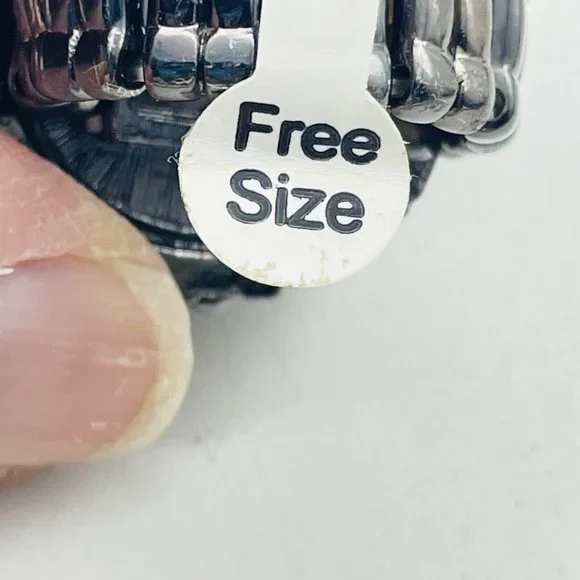 Dark Faceted Rhinestone Dome Ring Gunmetal Stretch Glam Bling Sparkle Holiday - Picture 3 of 8